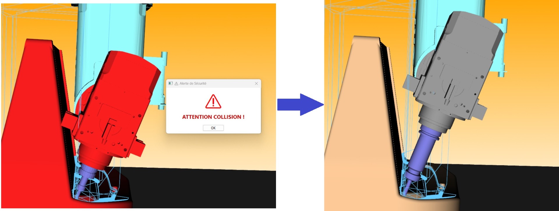 Modification du porte-outil pour éviter la collision
